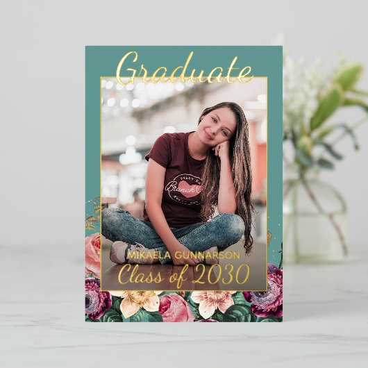 Aankondiging van het Afstuderen van Pink Floral Bo (Staand Voorkant)