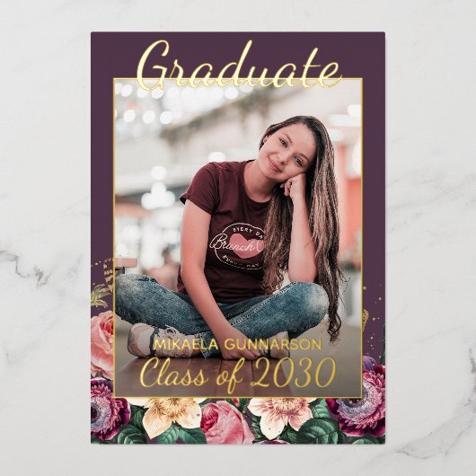 Aankondiging van het Afstuderen van Pink Floral Bo (Voorkant)