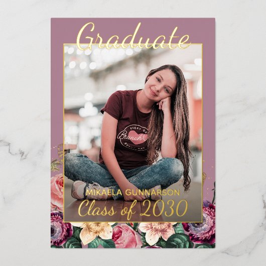 Aankondiging van het Afstuderen van Pink Floral Bo (Voorkant)