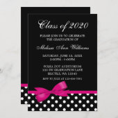 Aankondiging van het Afstuderen van roze Bow Polka (Voorkant / Achterkant)