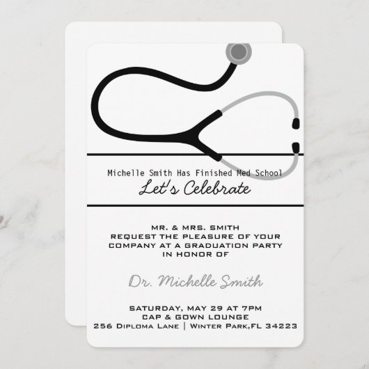 Aankondiging van het Afstuderen van Stethoscoop Me (Voorkant / Achterkant)