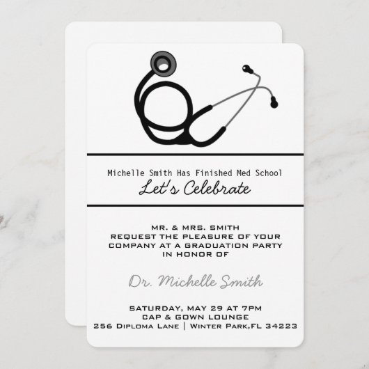 Aankondiging van het Afstuderen van Stethoscoop Me (Voorkant / Achterkant)