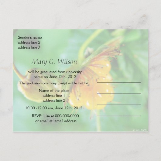 Aankondiging van het afstuderen van wilde bosbesse (Achterkant)