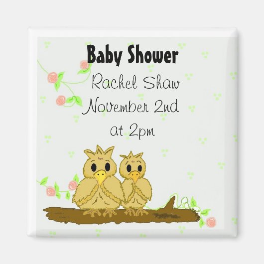 Aankondiging van het Baby shower Lovevogels Magneet (Voorkant)