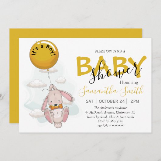 Aankondiging van het Baby shower van het ballonkon (Voorkant / Achterkant)