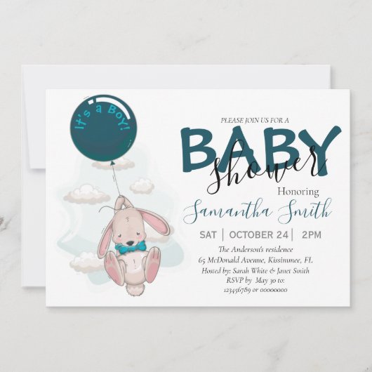 Aankondiging van het Baby shower van het ballonkon (Voorkant)