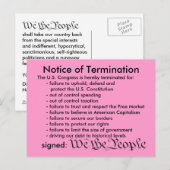 Aankondiging van het briefkaart van beëindiging (Voorkant / Achterkant)