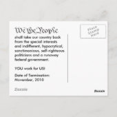 Aankondiging van het briefkaart van beëindiging (Achterkant)