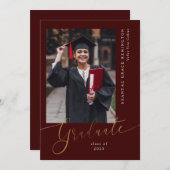 Aankondiging van het Burgundy Gold Afstuderen (Voorkant / Achterkant)