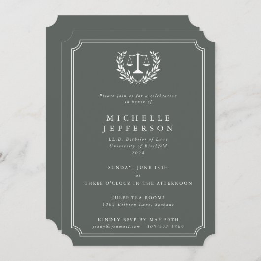 Aankondiging van het grijs-groene Afstuderen op sc (Voorkant / Achterkant)