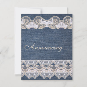 Aankondiging van het huwelijk Denim en Lace