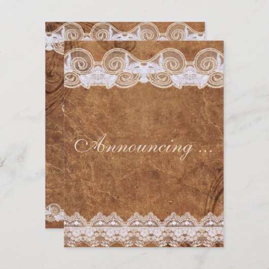 Aankondiging van het huwelijk met Lace en Lace (Voorkant / Achterkant)
