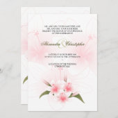 Aankondiging van het huwelijk met roze en witte ge (Voorkant / Achterkant)