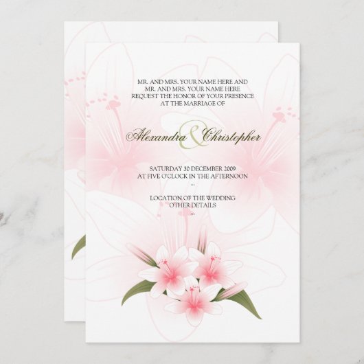 Aankondiging van het huwelijk met roze en witte ge (Voorkant / Achterkant)