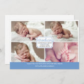 Aankondiging van het jongetje/bedankt kaart (Voorkant / Achterkant)