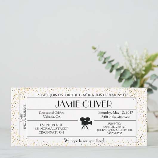 Aankondiging van het kaartje voor het afstuderen A (Staand voorkant)