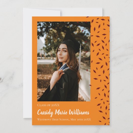 Aankondiging van het Maroon Oranje Confetti Afstud (Voorkant)