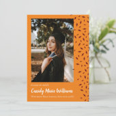 Aankondiging van het Maroon Oranje Confetti Afstud (Staand voorkant)