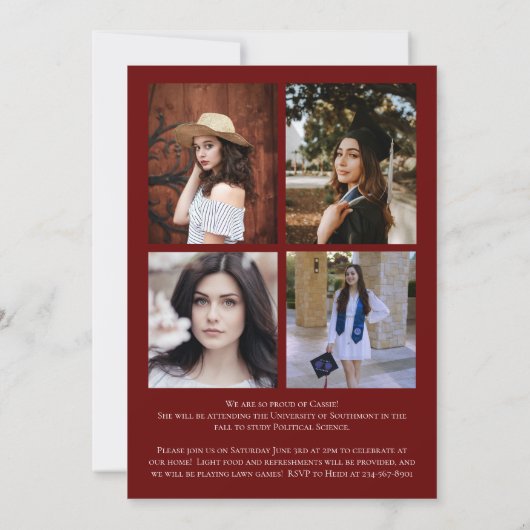 Aankondiging van het Maroon Oranje Confetti Afstud (Achterkant)