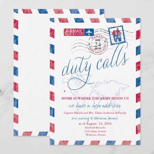 Aankondiging van het militaire vliegveld van Hawaï (Voorkant / Achterkant)