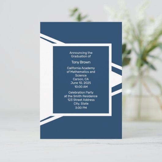 Aankondiging van het Modern Blue White Photo Afstu (Staand voorkant)