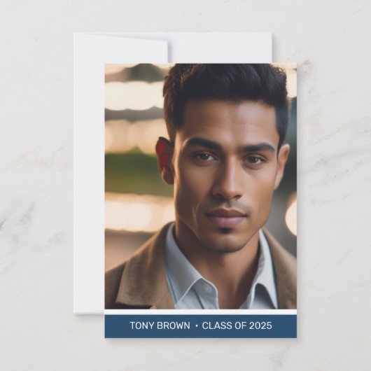 Aankondiging van het Modern Blue White Photo Afstu (Achterkant)