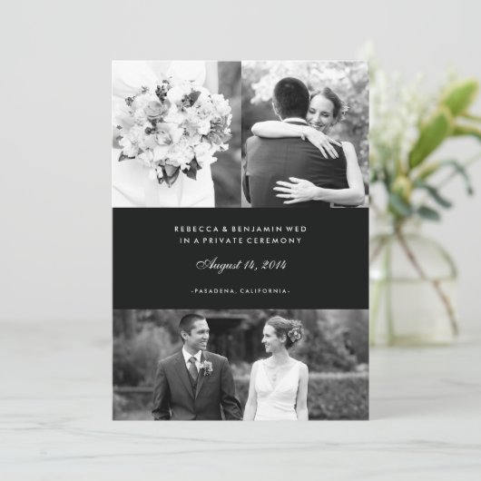 Aankondiging van het multi-fotohuwelijk in zwart (Staand voorkant)