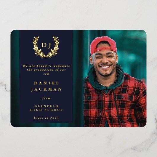 Aankondiging van het Navy Monogram + Laurel Afstud (Voorkant)