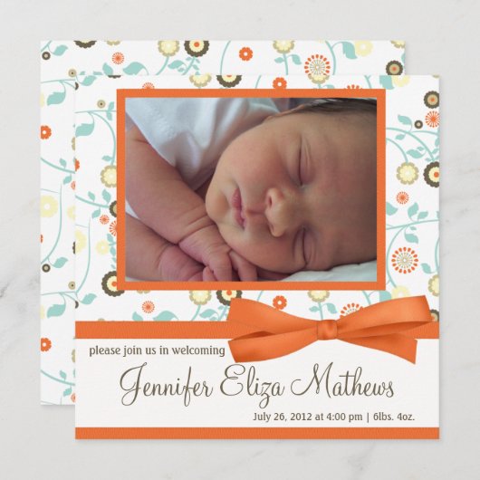 Aankondiging van het Oranje bloemenpatroon Baby Gi (Voorkant / Achterkant)