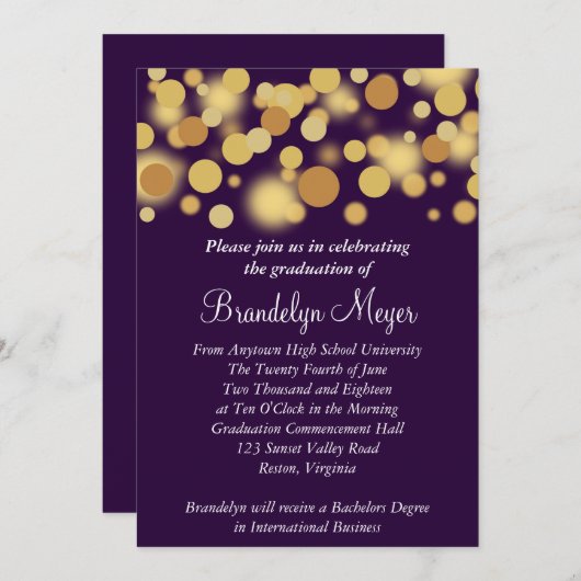 Aankondiging van het Paarse goudfeest Afstuderen (Voorkant / Achterkant)