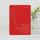 Aankondiging van het rode en grijze confetti afstu (Staand voorkant)