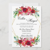 Aankondiging van het Rode Florals Wedding Lijst (Voorkant)