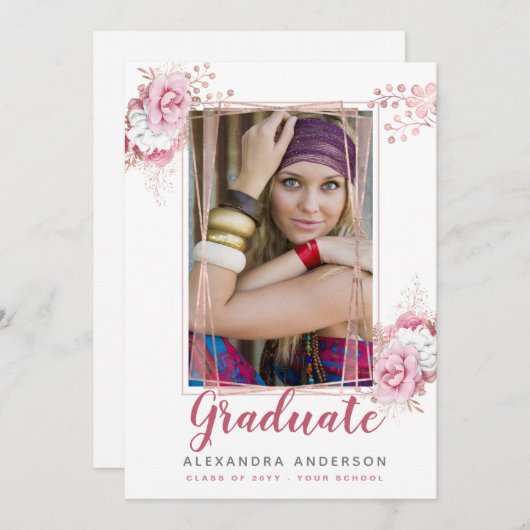 Aankondiging van het roos Gold Geometric Photo Afs (Voorkant / Achterkant)