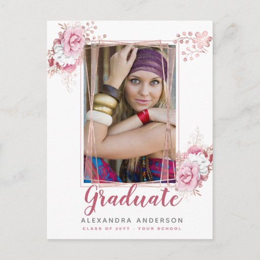 Aankondiging van het roos Gold Geometric Photo Afs Briefkaart (Voorkant)