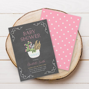 Aankondiging van het roze Baby shower van het bloe