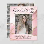 Aankondiging van het roze goudgrijze Afstuderen (Voorkant / Achterkant)