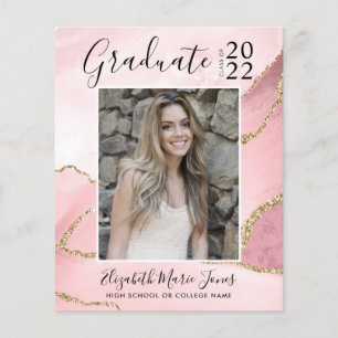 Aankondiging van het roze goudgrijze Afstuderen