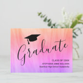 Aankondiging van het roze Paarse Afstuderen Girly (Staand voorkant)