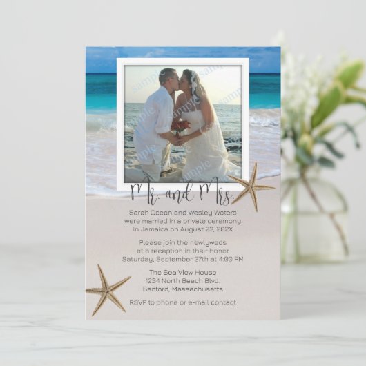 Aankondiging van het tropisch huwelijk met foto's (Staand voorkant)