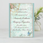 Aankondiging van het Verloving Bluebird & Roses (Staand voorkant)