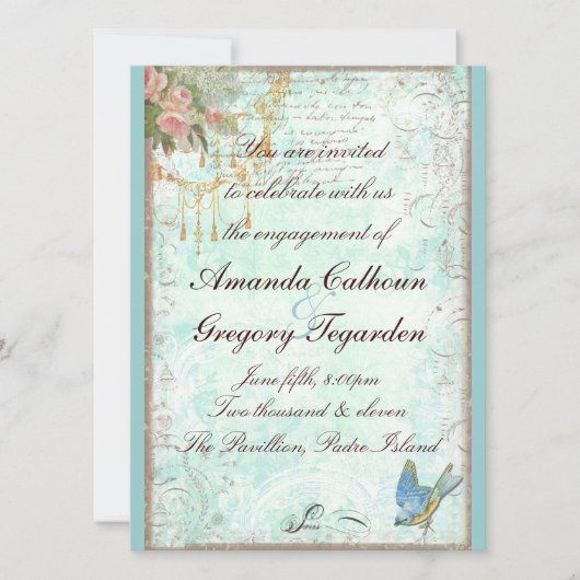 Aankondiging van het Verloving Bluebird & Roses (Voorkant)