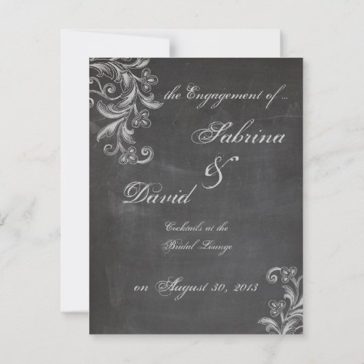 Aankondiging van het Verloving Chalkboard Floral (Achterkant)
