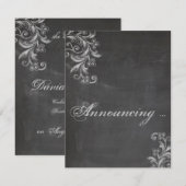 Aankondiging van het Verloving Chalkboard Floral (Voorkant / Achterkant)