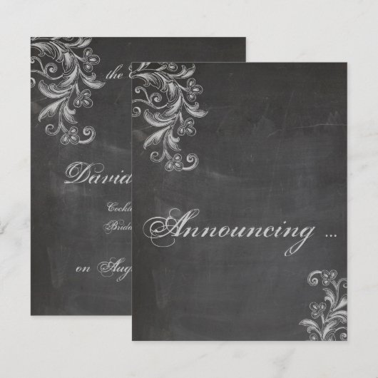 Aankondiging van het Verloving Chalkboard Floral (Voorkant / Achterkant)