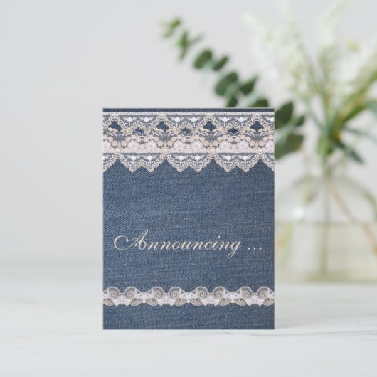 Aankondiging van het  Verloving Denim en Lace (Staand voorkant)
