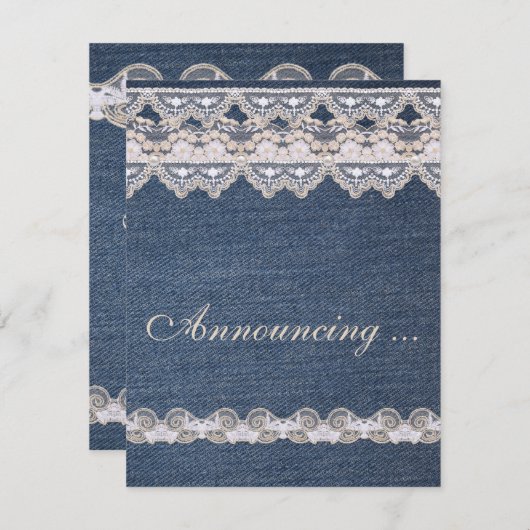 Aankondiging van het  Verloving Denim en Lace (Voorkant / Achterkant)