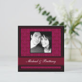 Aankondiging van het Verloving Fuchsia Damask Wedd (Staand voorkant)