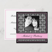 Aankondiging van het Verloving Pink Damask Wedding (Voorkant / Achterkant)