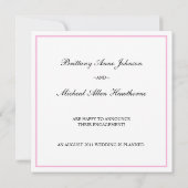 Aankondiging van het Verloving Pink Damask Wedding (Achterkant)