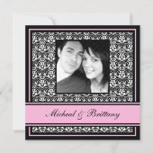 Aankondiging van het Verloving Pink Damask Wedding (Voorkant)